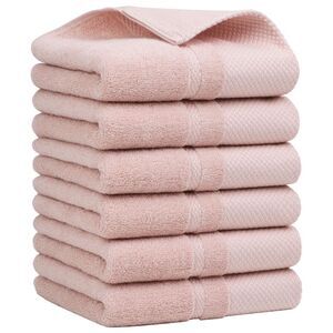 Hand Towel Set 14" x 30" 100% Combed Cotton 600 GSM Misty Rose 6 Pcs